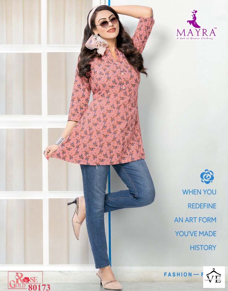 Mayra Rose Gold Pure 60*60 Cambric Cotton Wholesale Kurtis Catalog — Wholesale Kurtis, MPA wholesale from Surat — view 1