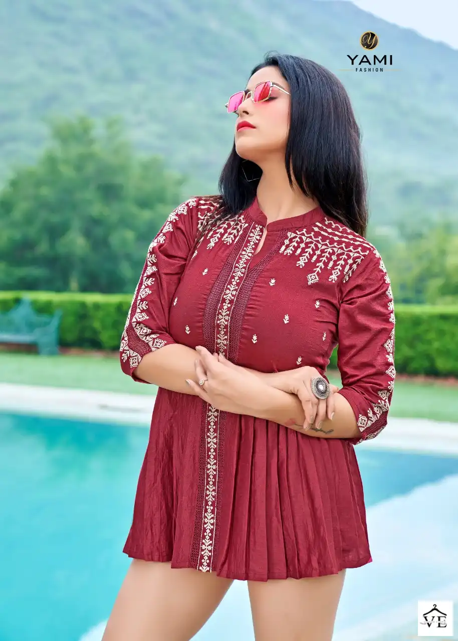 Yami Rare Vol-2 Fancy Chinon Viscose Wholesale Tunics Catalog — Wholesale Kurtis, MPA wholesale from Surat — view 7
