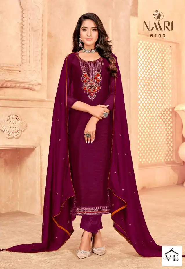 Naari Sadhna Vichitra Silk Wholesale Salwar Suit Catalog — Wholesale Salwar Suits, MPA wholesale from Surat - Gallery Image 4