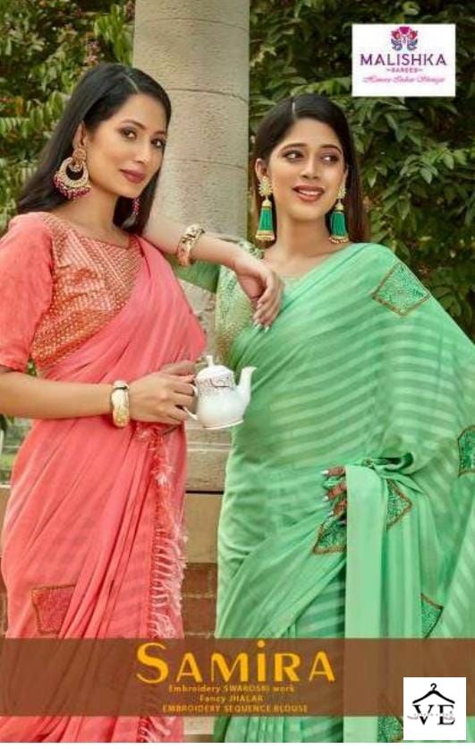 Malishka Sameera Wetless Kanepo Lining Wholesale Saree Catalog — Wholesale Sarees, MPA wholesale from Surat - Gallery Image 9