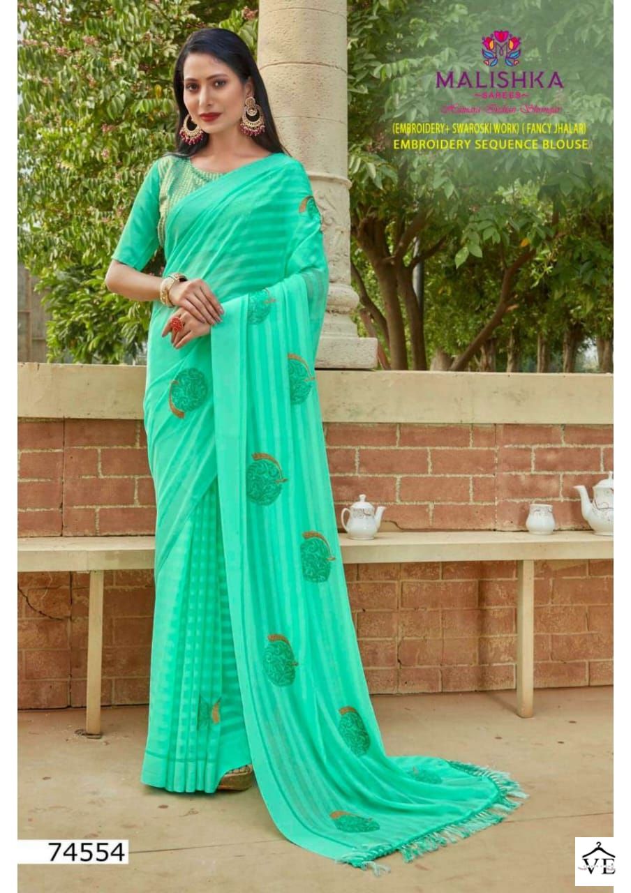 Malishka Sameera Wetless Kanepo Lining Wholesale Saree Catalog — Wholesale Sarees, MPA wholesale from Surat - Gallery Image 3