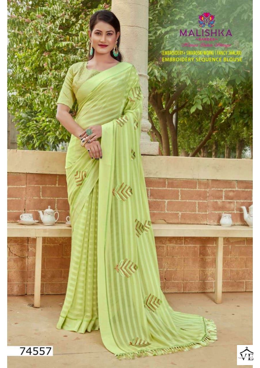 Malishka Sameera Wetless Kanepo Lining Wholesale Saree Catalog — Wholesale Sarees, MPA wholesale from Surat - Gallery Image 4