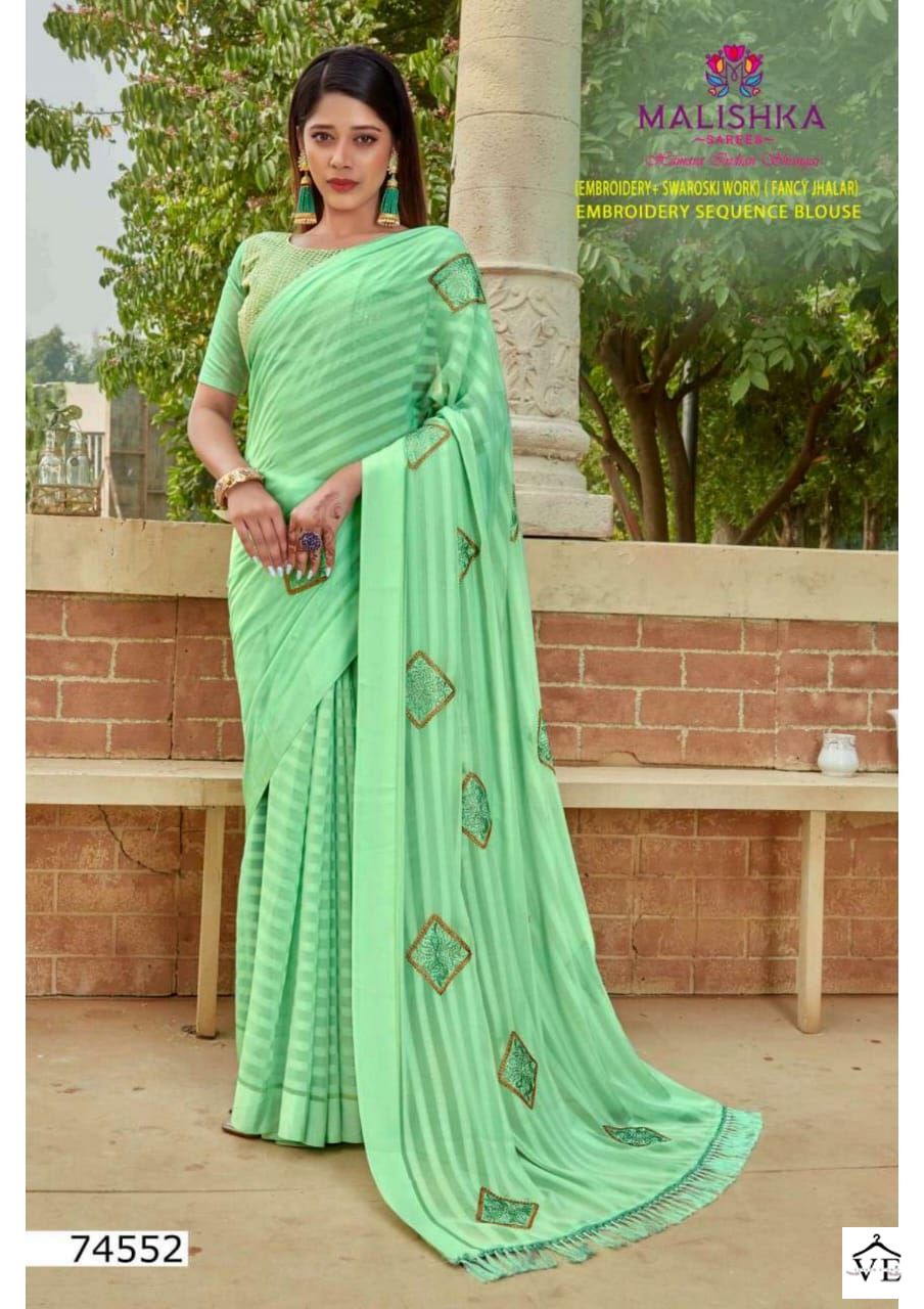 Malishka Sameera Wetless Kanepo Lining Wholesale Saree Catalog — Wholesale Sarees, MPA wholesale from Surat - Gallery Image 6