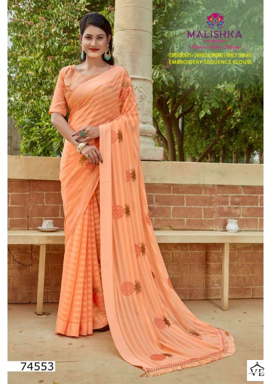 Malishka Sameera Wetless Kanepo Lining Wholesale Saree Catalog — Wholesale Sarees, MPA wholesale from Surat - Gallery Image 7