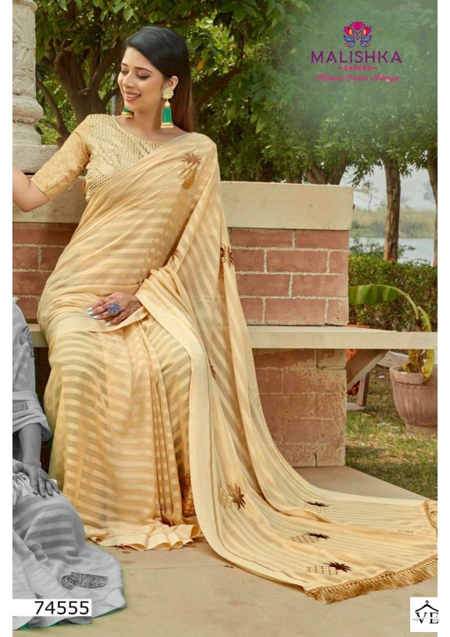 Malishka Sameera Wetless Kanepo Lining Wholesale Saree Catalog — Wholesale Sarees, MPA wholesale from Surat - Gallery Image 8