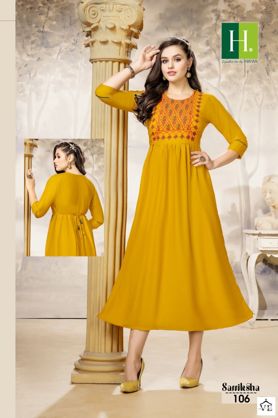 Hirwa Samiksha Heavy Rayon Slub Wholesale Long Kurti Catalog — Wholesale Kurtis, MPA wholesale from Surat - Gallery Image 6