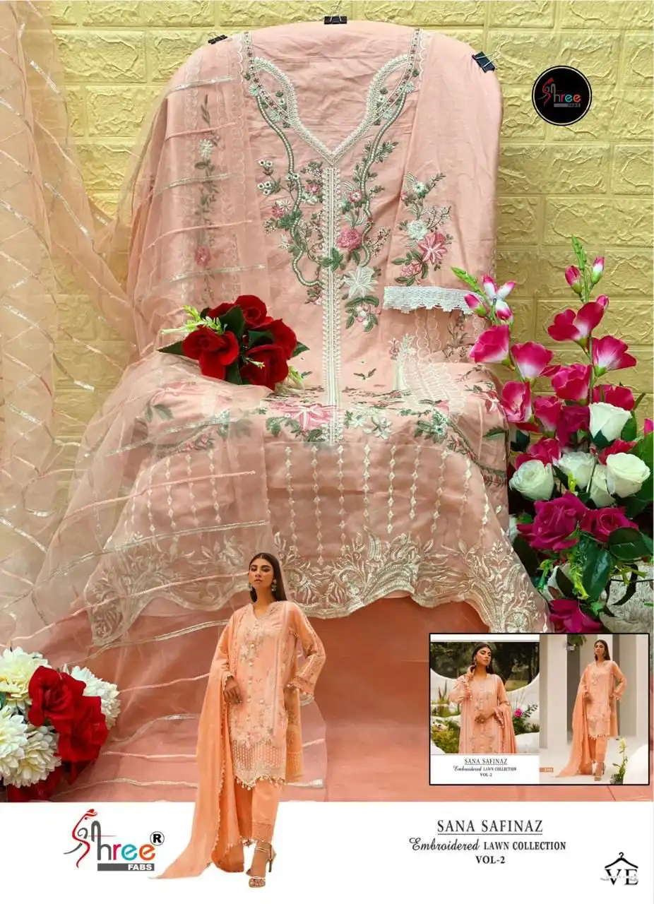 Shree Fabs Sana Safinaz Embroidered Lawn Dupatta Vol-02 Pure Lawn Cotton Wholesale Pakistani Suit Catalog — Wholesale Salwar Suits, MPA wholesale from Surat - Gallery Image 9