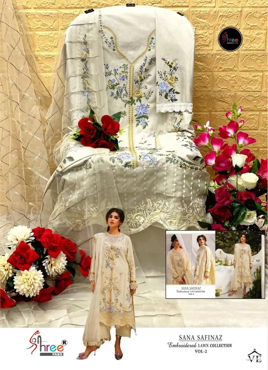 Shree Fabs Sana Safinaz Embroidered Lawn Dupatta Vol-02 Pure Lawn Cotton Wholesale Pakistani Suit Catalog — Wholesale Salwar Suits, MPA wholesale from Surat - Gallery Image 12