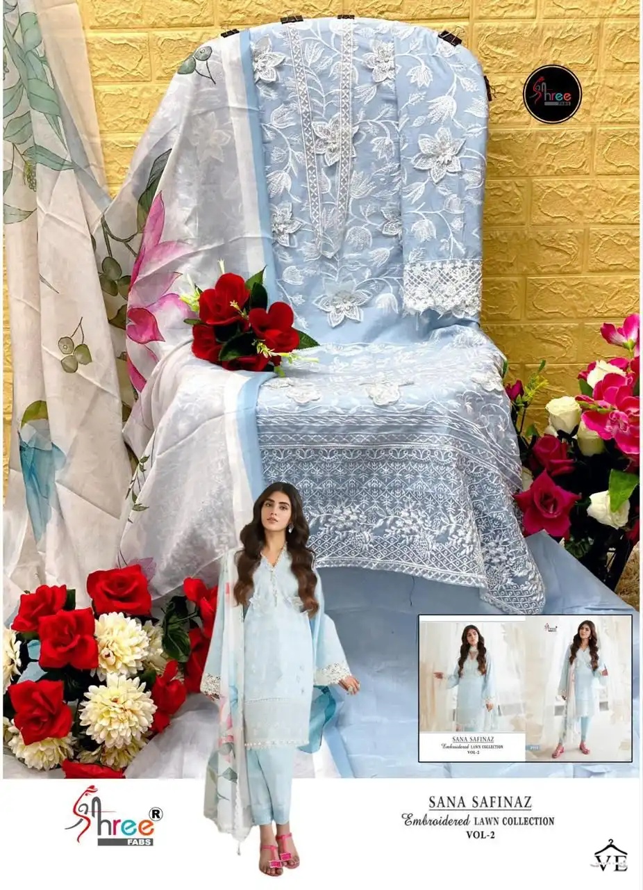 Shree Fabs Sana Safinaz Embroidered Lawn Dupatta Vol-02 Pure Lawn Cotton Wholesale Pakistani Suit Catalog — Wholesale Salwar Suits, MPA wholesale from Surat - Gallery Image 13