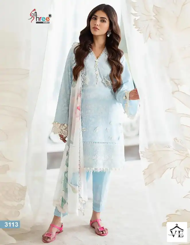 Shree Fabs Sana Safinaz Embroidered Lawn Dupatta Vol-02 Pure Lawn Cotton Wholesale Pakistani Suit Catalog — Wholesale Salwar Suits, MPA wholesale from Surat — view 1