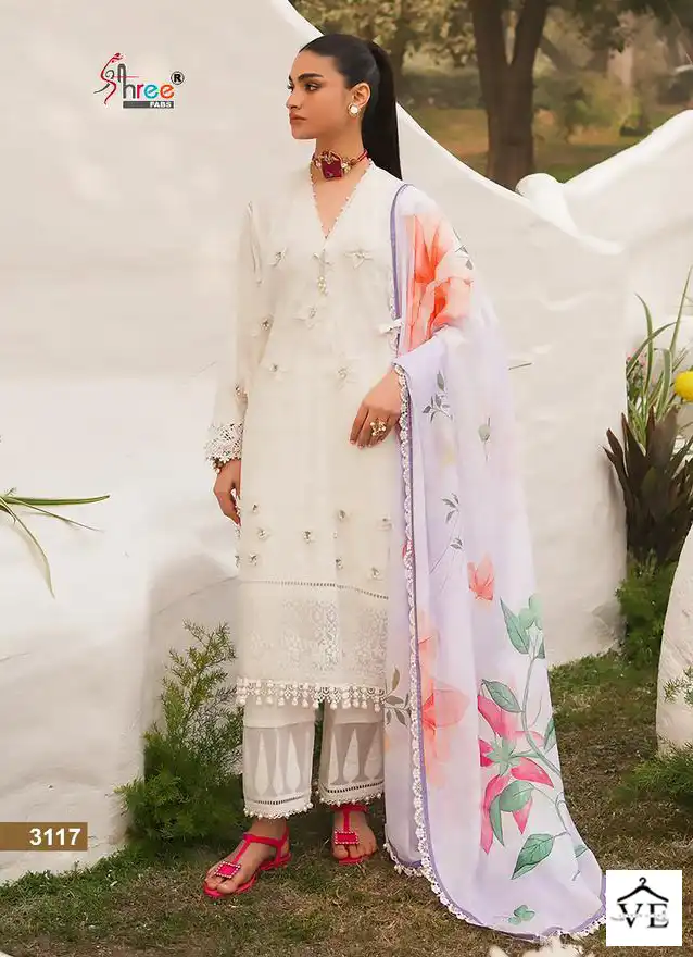 Shree Fabs Sana Safinaz Embroidered Lawn Dupatta Vol-02 Pure Lawn Cotton Wholesale Pakistani Suit Catalog — Wholesale Salwar Suits, MPA wholesale from Surat - Gallery Image 3