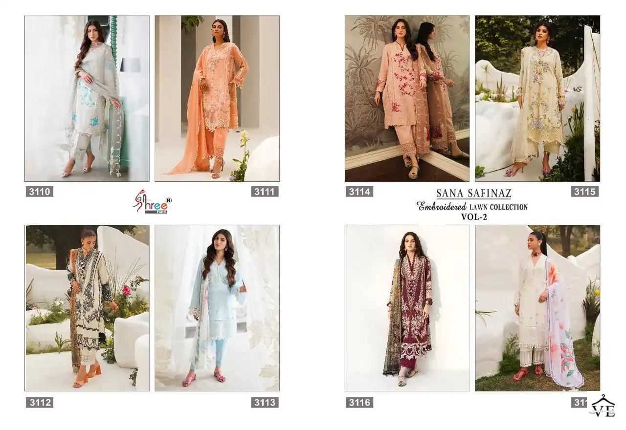 Shree Fabs Sana Safinaz Embroidered Lawn Dupatta Vol-02 Pure Lawn Cotton Wholesale Pakistani Suit Catalog — Wholesale Salwar Suits, MPA wholesale from Surat — view 14