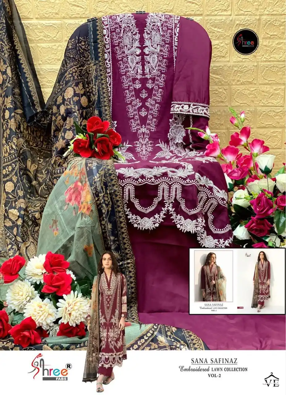 Shree Fabs Sana Safinaz Embroidered Lawn Dupatta Vol-02 Pure Lawn Cotton Wholesale Pakistani Suit Catalog — Wholesale Salwar Suits, MPA wholesale from Surat - Gallery Image 7