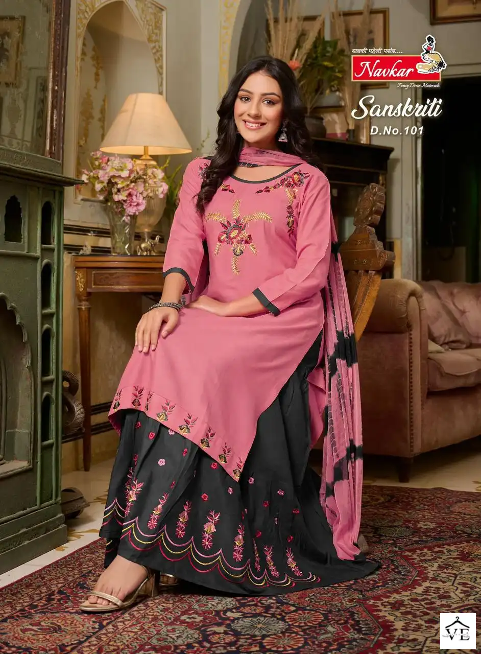Navkar Sanskriti Rayon Wholesale Readymade Salwar Suit Catalog — Wholesale Salwar Suits, MPA wholesale from Surat - Gallery Image 2
