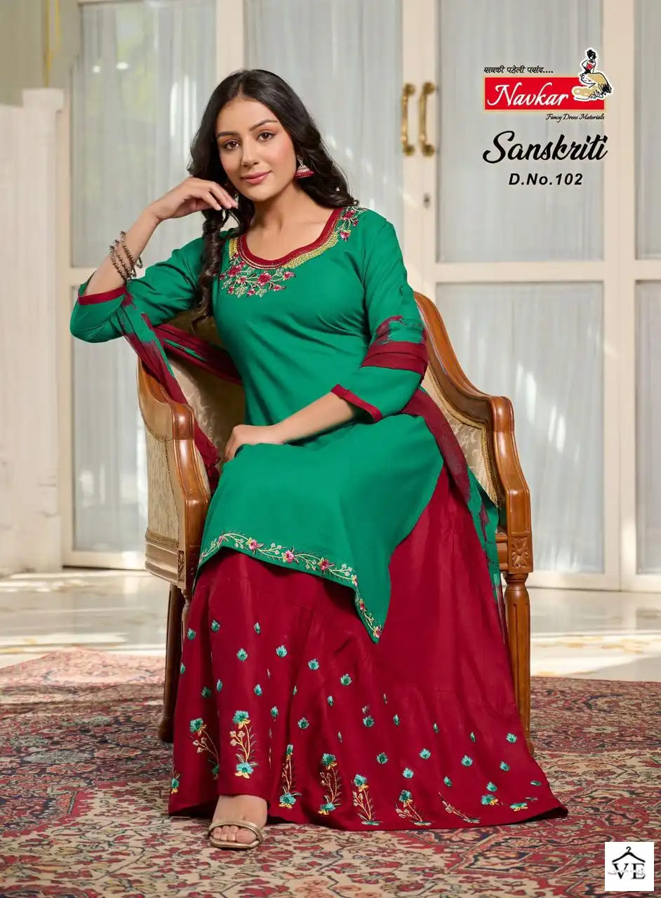 Navkar Sanskriti Rayon Wholesale Readymade Salwar Suit Catalog — Wholesale Salwar Suits, MPA wholesale from Surat - Gallery Image 3