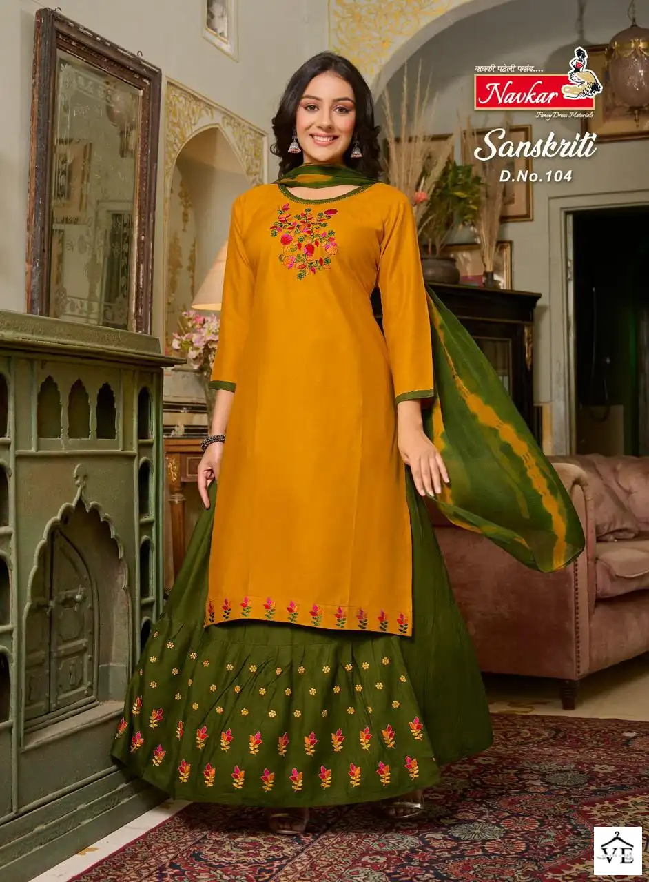 Navkar Sanskriti Rayon Wholesale Readymade Salwar Suit Catalog — Wholesale Salwar Suits, MPA wholesale from Surat - Gallery Image 4