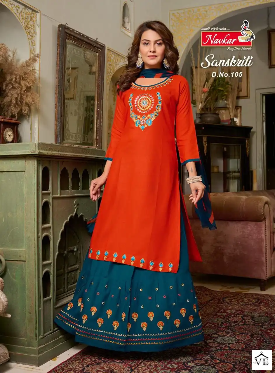 Navkar Sanskriti Rayon Wholesale Readymade Salwar Suit Catalog — Wholesale Salwar Suits, MPA wholesale from Surat - Gallery Image 5