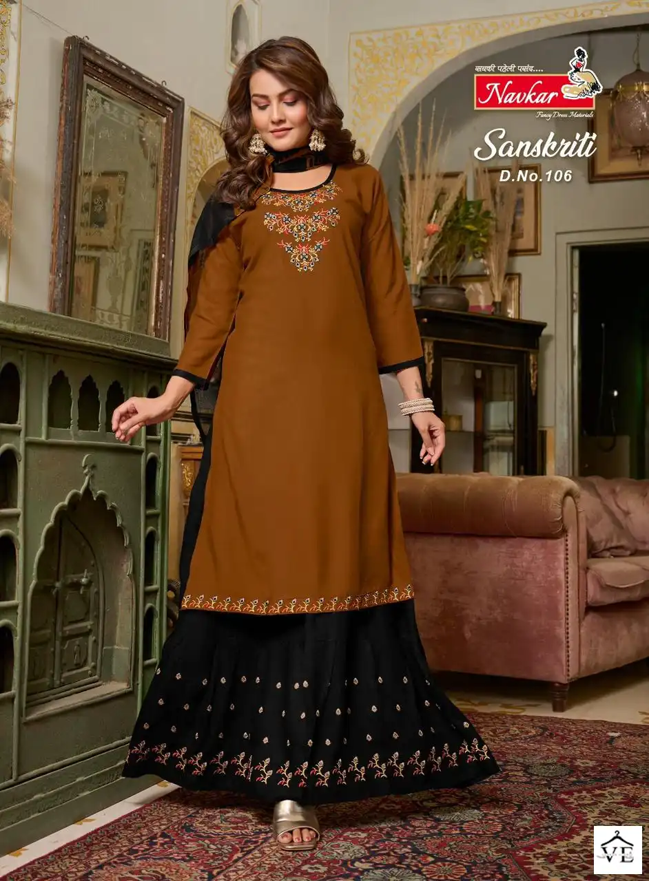 Navkar Sanskriti Rayon Wholesale Readymade Salwar Suit Catalog — Wholesale Salwar Suits, MPA wholesale from Surat - Gallery Image 6