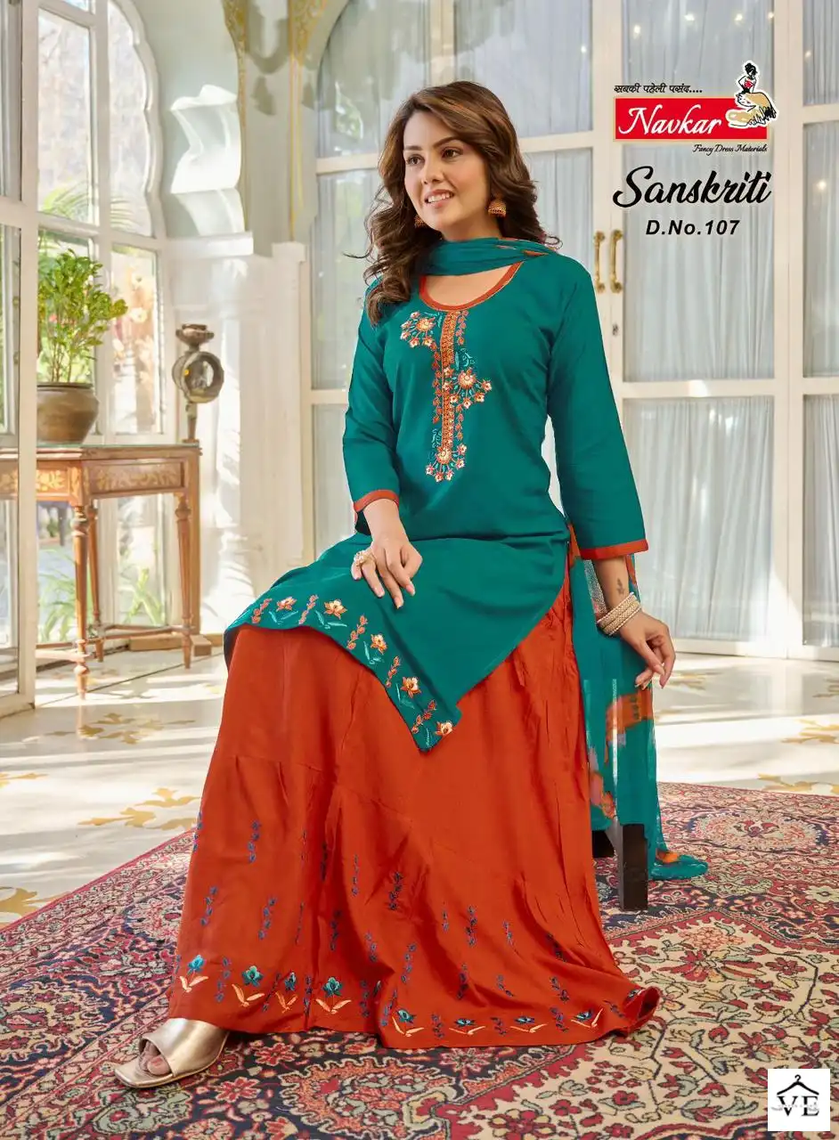 Navkar Sanskriti Rayon Wholesale Readymade Salwar Suit Catalog — Wholesale Salwar Suits, MPA wholesale from Surat - Gallery Image 8