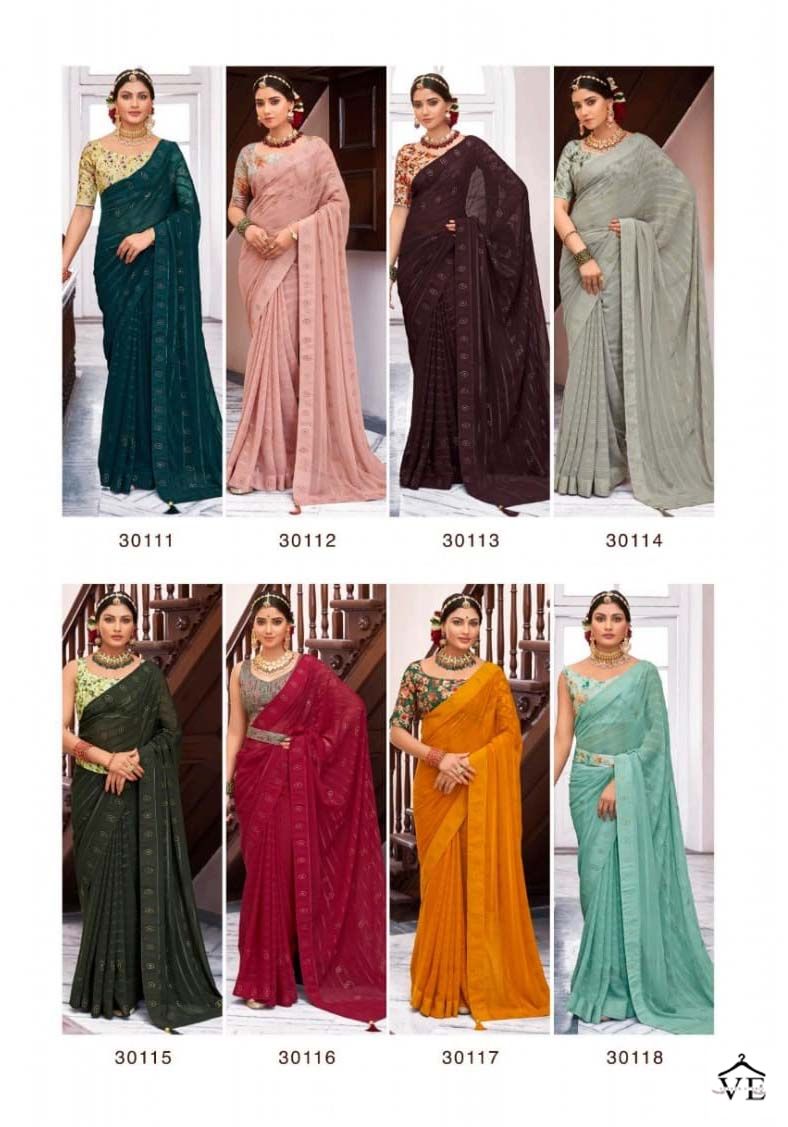 Right Women Savera Pure Georgate Wholesale Sarees Catalog — Wholesale Sarees, MPA wholesale from Surat — view 8
