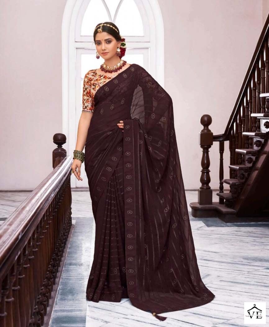 Right Women Savera Pure Georgate Wholesale Sarees Catalog — Wholesale Sarees, MPA wholesale from Surat - Gallery Image 3