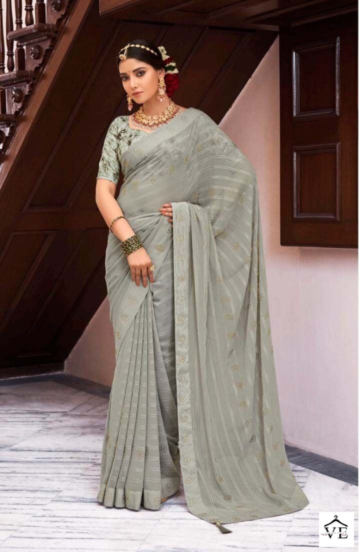 Right Women Savera Pure Georgate Wholesale Sarees Catalog — Wholesale Sarees, MPA wholesale from Surat - Gallery Image 5