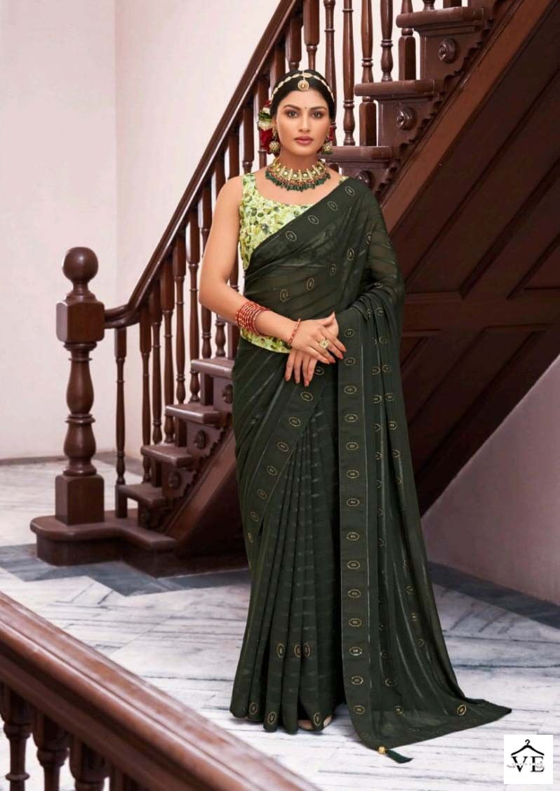 Right Women Savera Pure Georgate Wholesale Sarees Catalog — Wholesale Sarees, MPA wholesale from Surat - Gallery Image 6