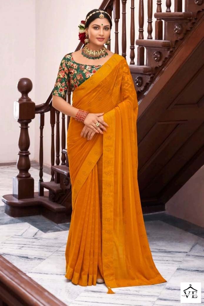 Right Women Savera Pure Georgate Wholesale Sarees Catalog — Wholesale Sarees, MPA wholesale from Surat - Gallery Image 7