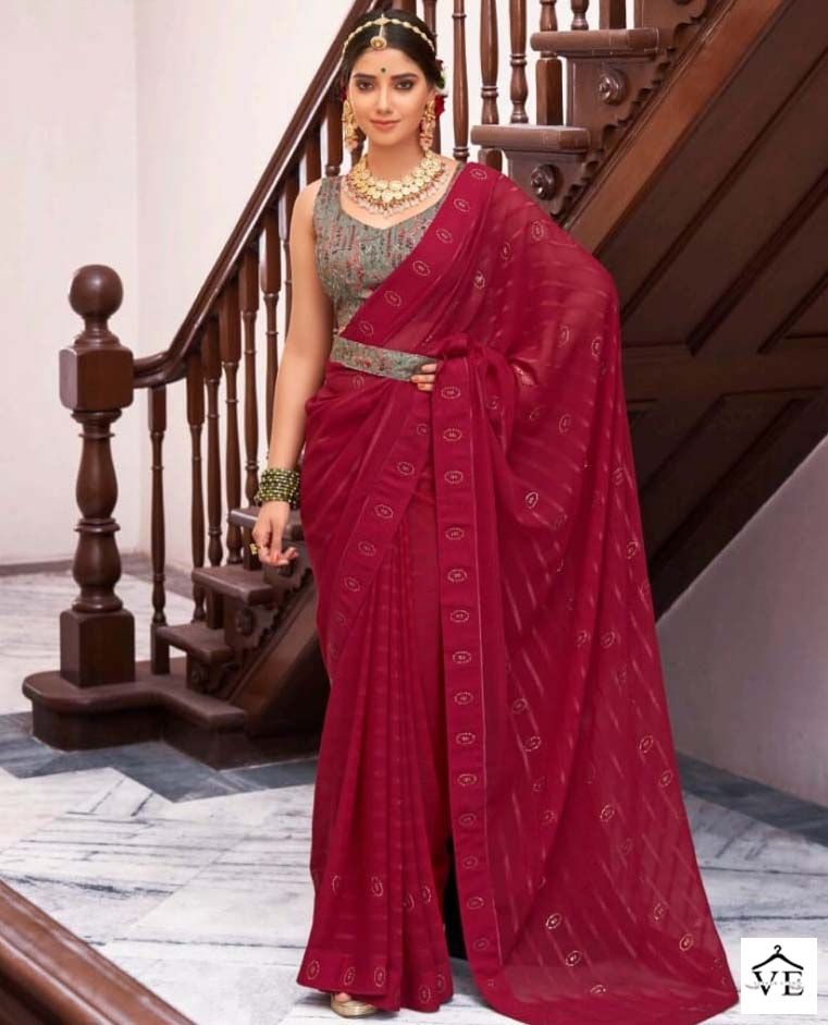 Right Women Savera Pure Georgate Wholesale Sarees Catalog — Wholesale Sarees, MPA wholesale from Surat — view 1