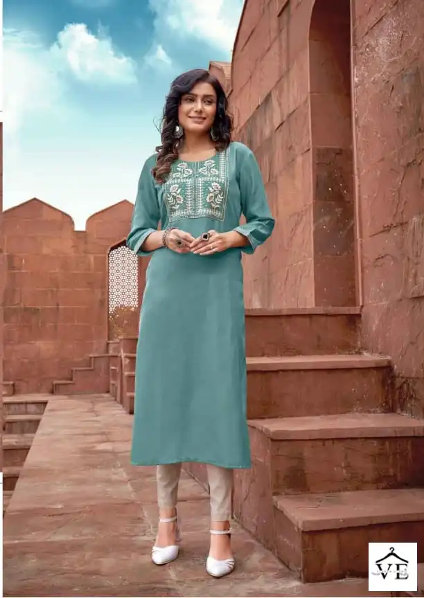 Kalaroop Seagull Vol 5 Fancy Reyon Wholesale Kurtis Catalog — Wholesale Kurtis, MPA wholesale from Surat - Gallery Image 4