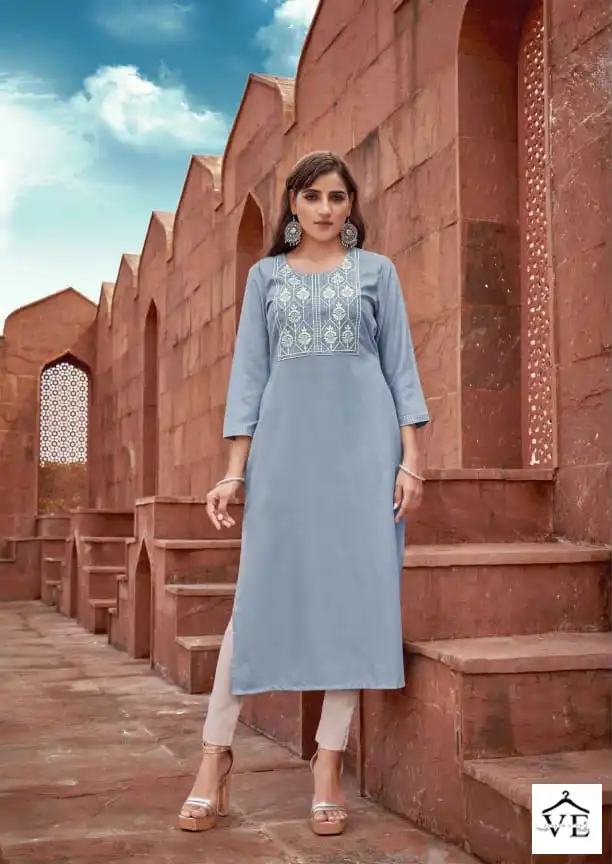 Kalaroop Seagull Vol 5 Fancy Reyon Wholesale Kurtis Catalog — Wholesale Kurtis, MPA wholesale from Surat - Gallery Image 7