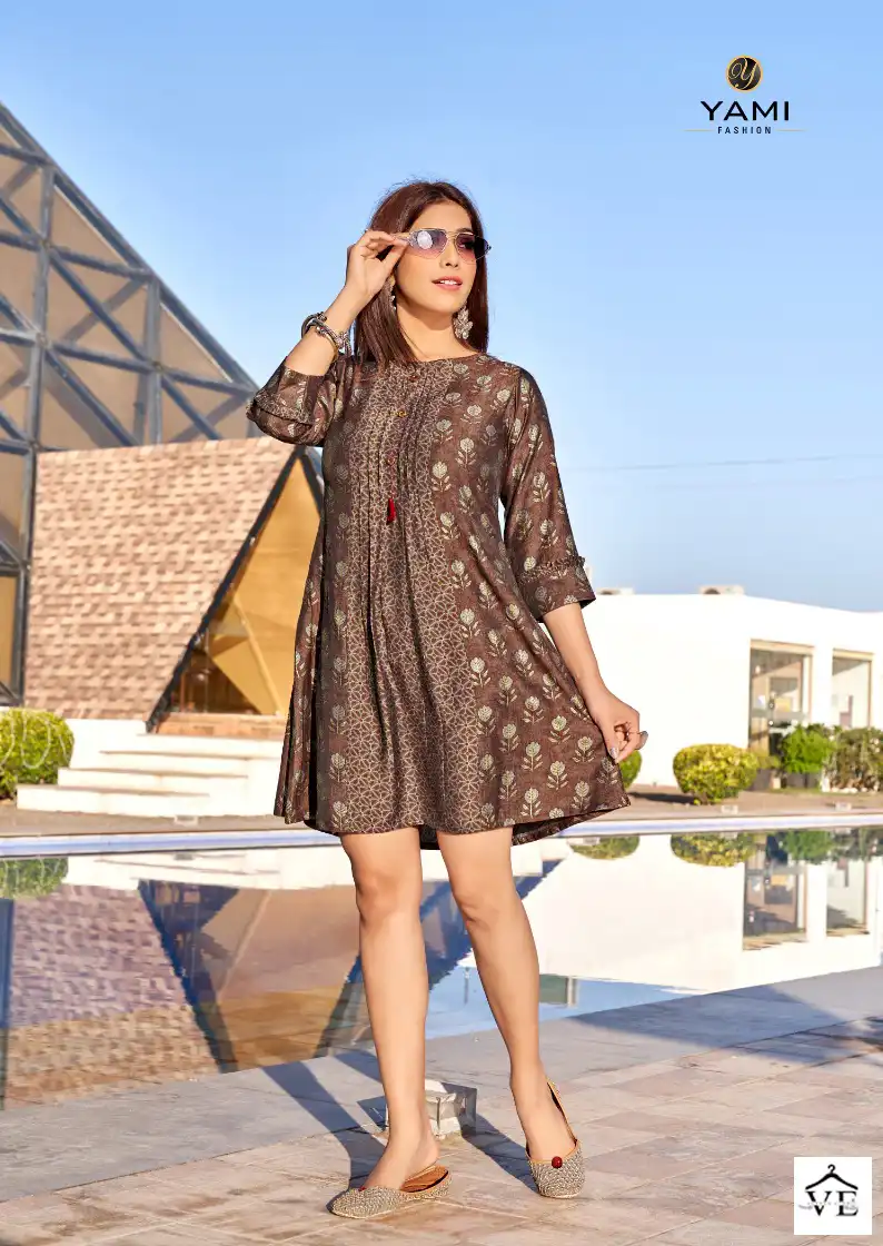 Yami Sense Muslin Discharge Print Wholesale Tunic Catalog — Wholesale Kurtis, MPA wholesale from Surat - Gallery Image 3
