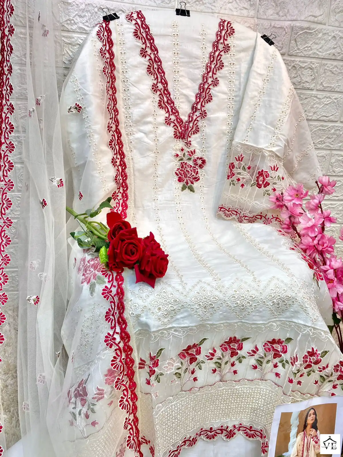 Vardan Ethnic SF-142 Cambric Cotton Wholesale Pakistani Suits — Wholesale Salwar Suits, MPA wholesale from Surat - Gallery Image 4