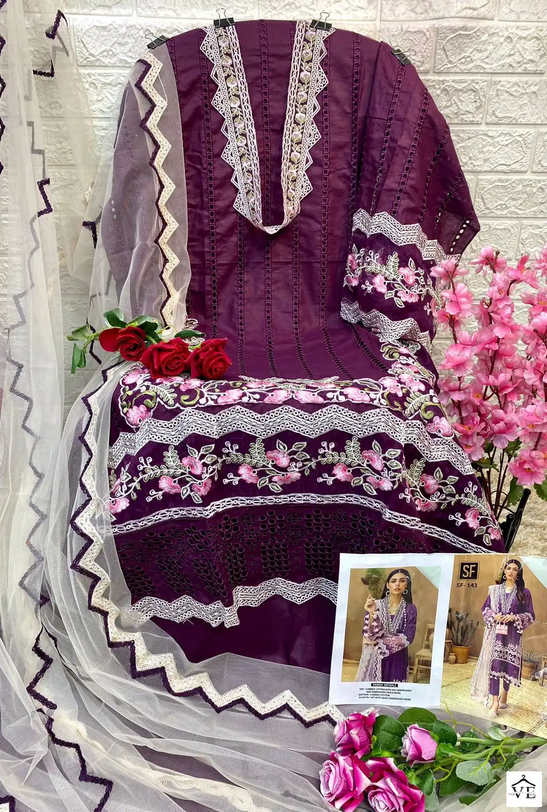 Vardan Ethnic Sf 143 Cambric Cotton Wholesale Pakistani Salwar Suit Catalog — Wholesale Salwar Suits, MPA wholesale from Surat - Gallery Image 2