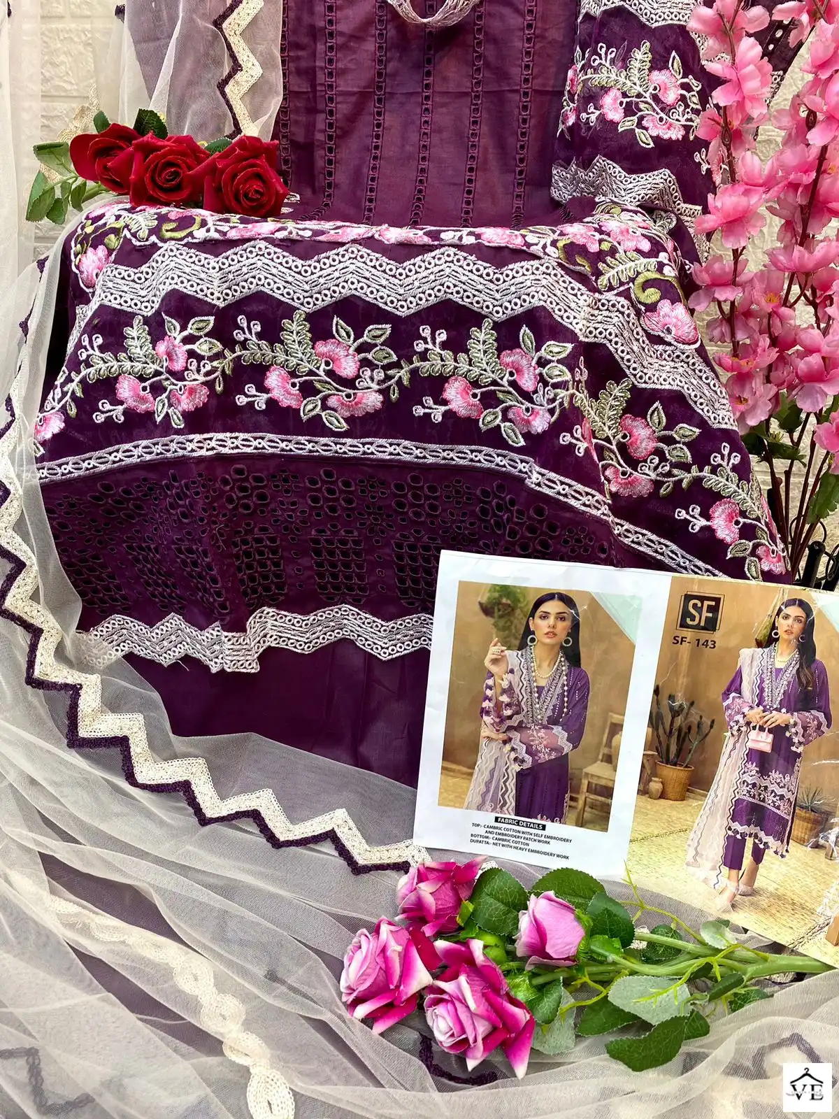 Vardan Ethnic Sf 143 Cambric Cotton Wholesale Pakistani Salwar Suit Catalog — Wholesale Salwar Suits, MPA wholesale from Surat - Gallery Image 3