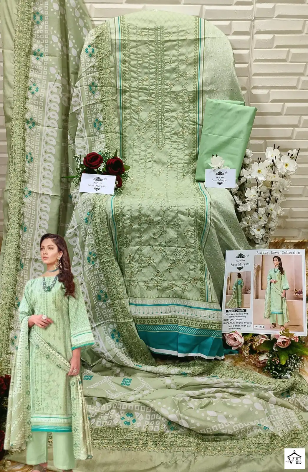 Sana Maryam Sm-137 Lawn Cotton Wholesale Pakistani Suit Catalog — Wholesale Salwar Suits, MPA wholesale from Surat - Gallery Image 2