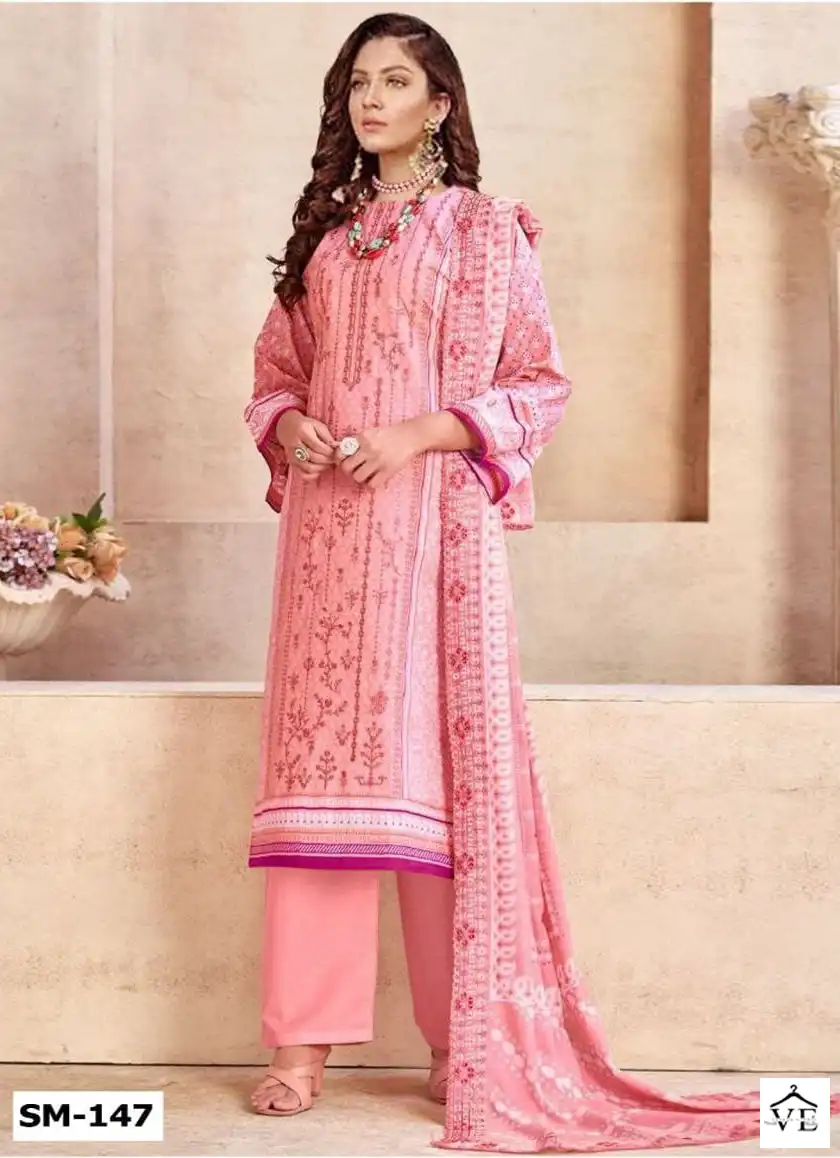 Sana Maryam Sm-137 Lawn Cotton Wholesale Pakistani Suit Catalog — Wholesale Salwar Suits, MPA wholesale from Surat - Gallery Image 5