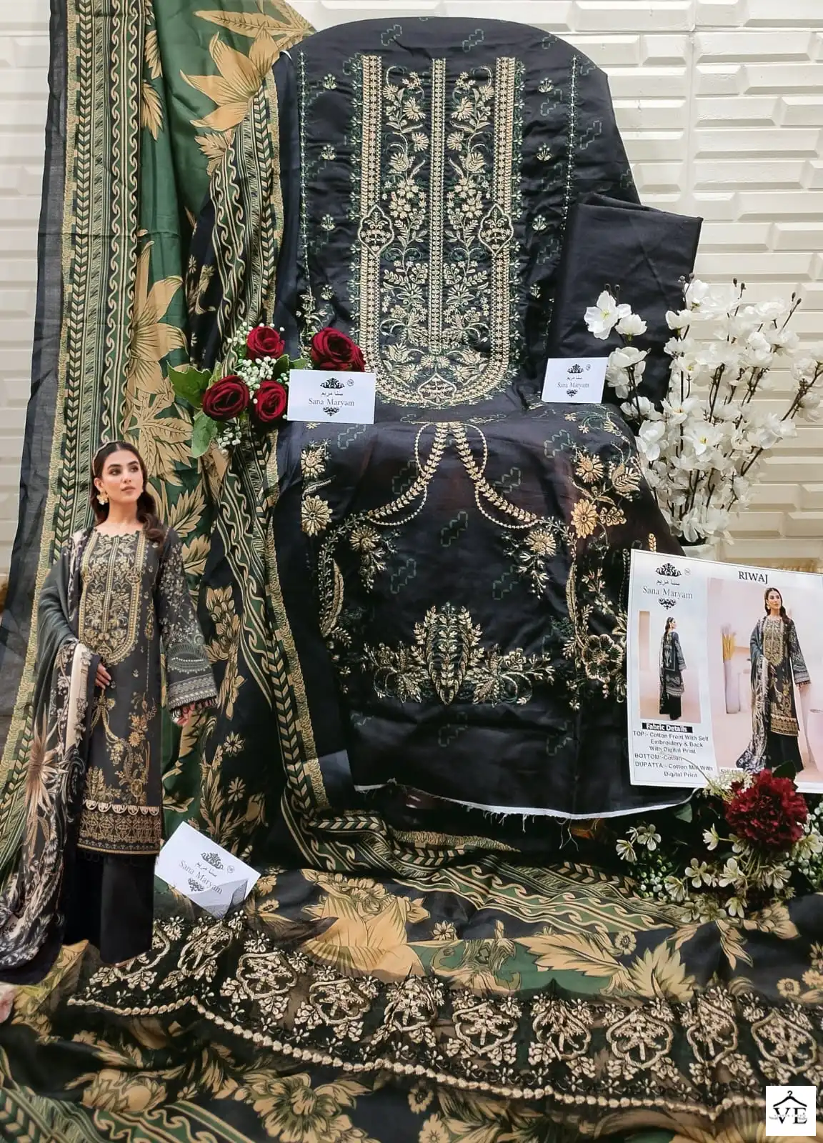 Sana Maryam SM-149 Semi Lawn Cotton Wholesale Pakistani Suits — Wholesale Salwar Suits, MPA wholesale from Surat - Gallery Image 3
