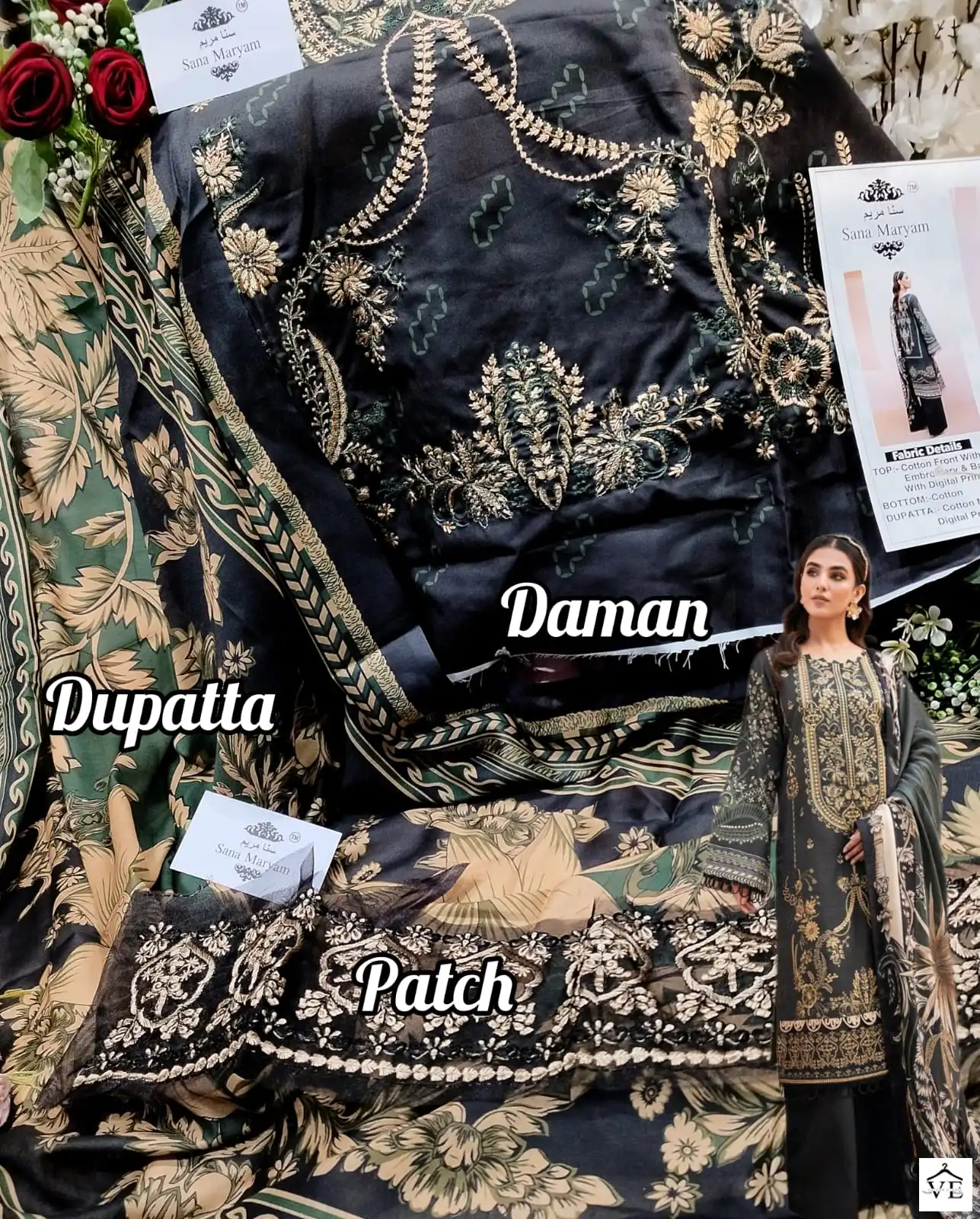 Sana Maryam SM-149 Semi Lawn Cotton Wholesale Pakistani Suits — Wholesale Salwar Suits, MPA wholesale from Surat — view 4