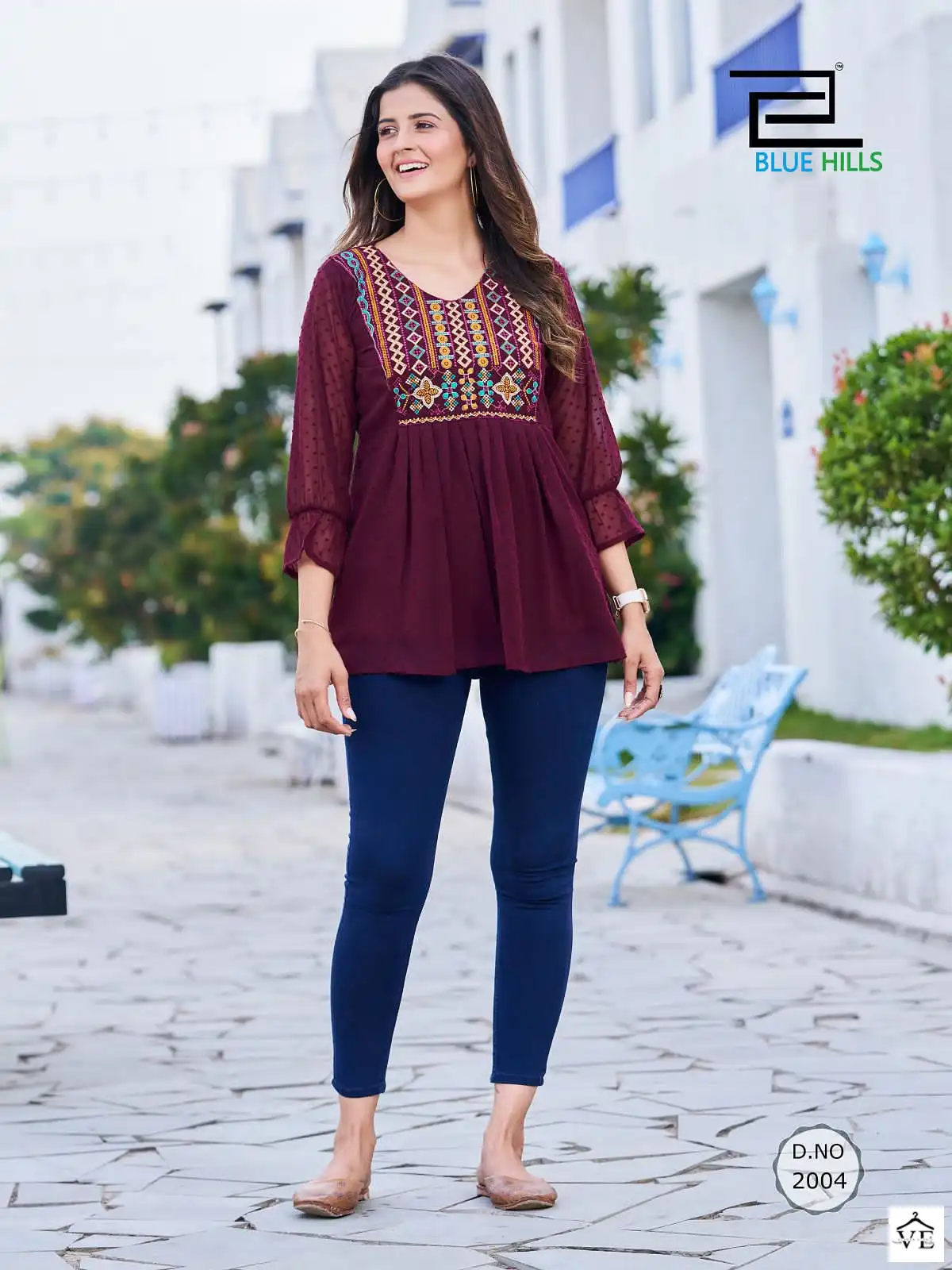 Blue Hills Sofia Bubble Georgette Wholesale Tunic Catalog — Wholesale Kurtis, MPA wholesale from Surat — view 5