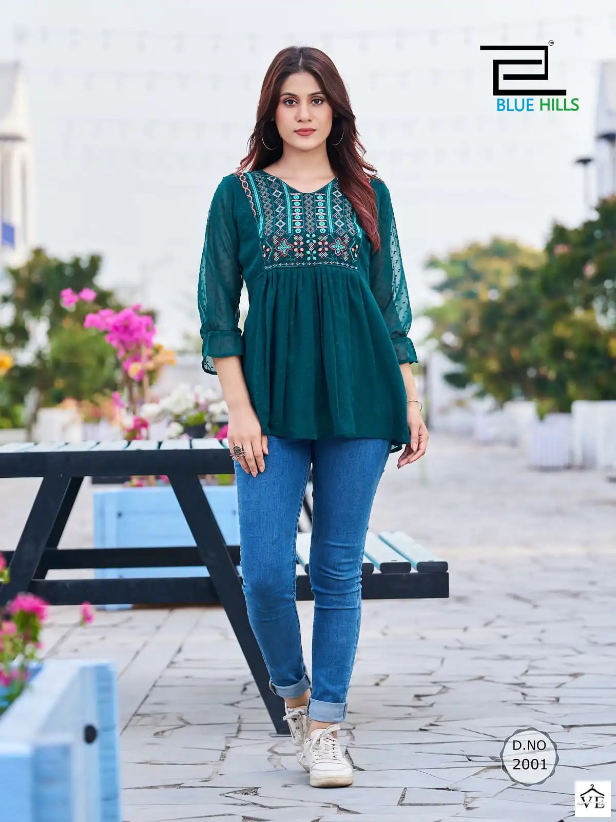 Blue Hills Sofia Bubble Georgette Wholesale Tunic Catalog — Wholesale Kurtis, MPA wholesale from Surat - Gallery Image 2