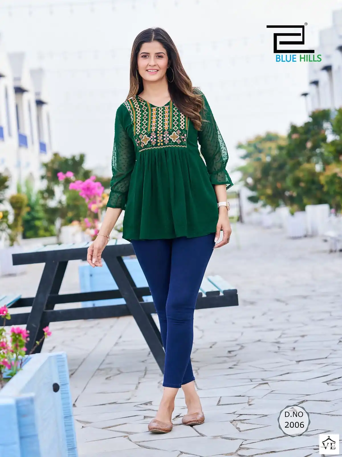 Blue Hills Sofia Bubble Georgette Wholesale Tunic Catalog — Wholesale Kurtis, MPA wholesale from Surat - Gallery Image 4