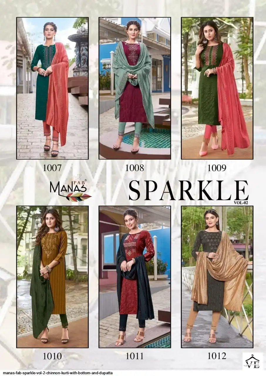 Manas Sparkle Vol 2 Chinnon Weaving Wholesale Readymade Salwar Suit Catalog — Wholesale Salwar Suits, MPA wholesale from Surat — view 6