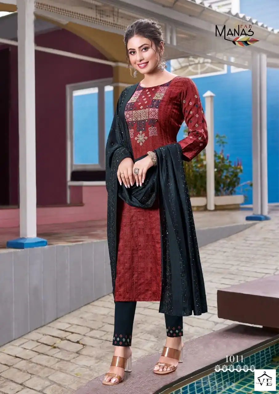 Manas Sparkle Vol 2 Chinnon Weaving Wholesale Readymade Salwar Suit Catalog — Wholesale Salwar Suits, MPA wholesale from Surat — view 1