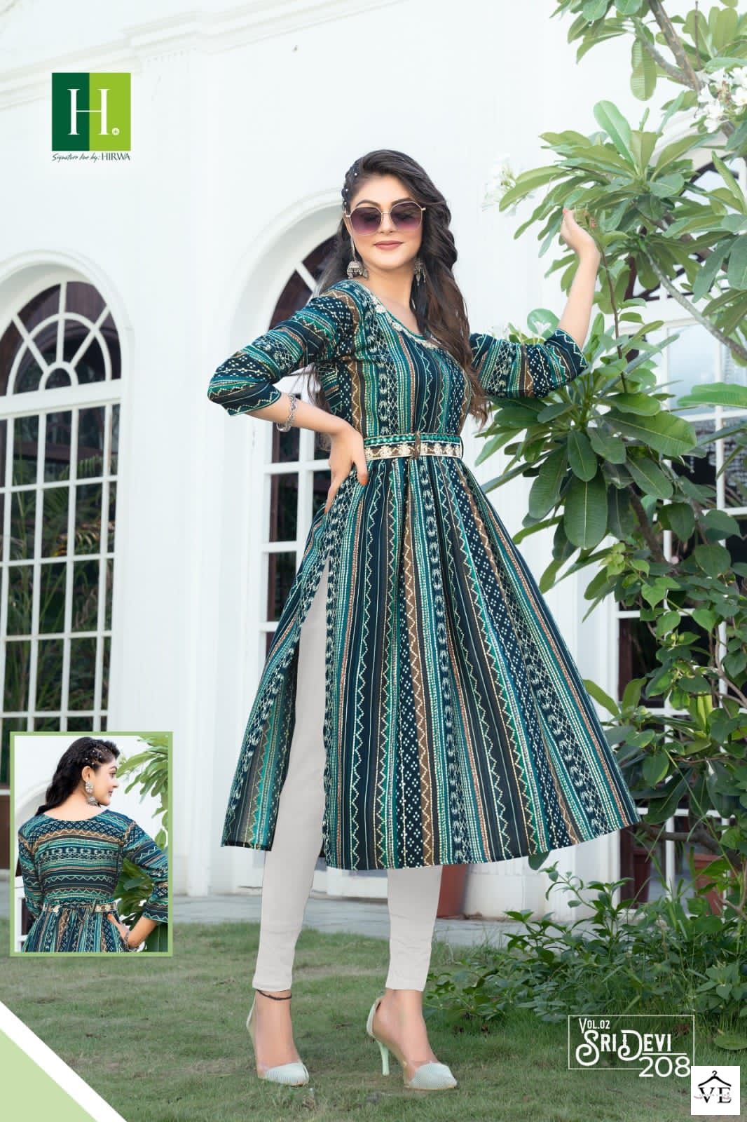 Hirwa Sridevi Vol 2 Heavy Rayon Wholesale Long Kurtis Catalog — Wholesale Kurtis, MPA wholesale from Surat — view 2