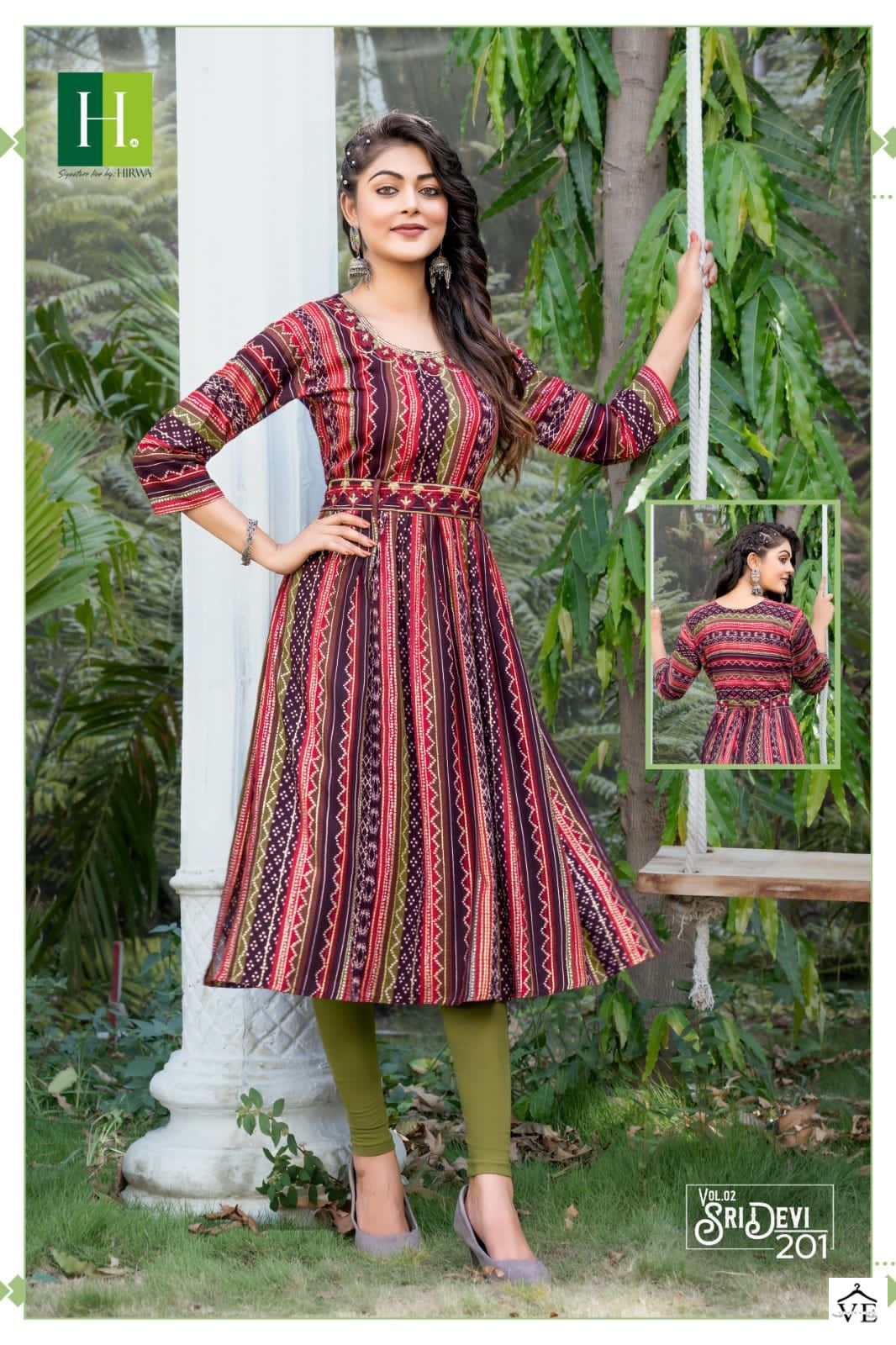 Hirwa Sridevi Vol 2 Heavy Rayon Wholesale Long Kurtis Catalog — Wholesale Kurtis, MPA wholesale from Surat — view 3