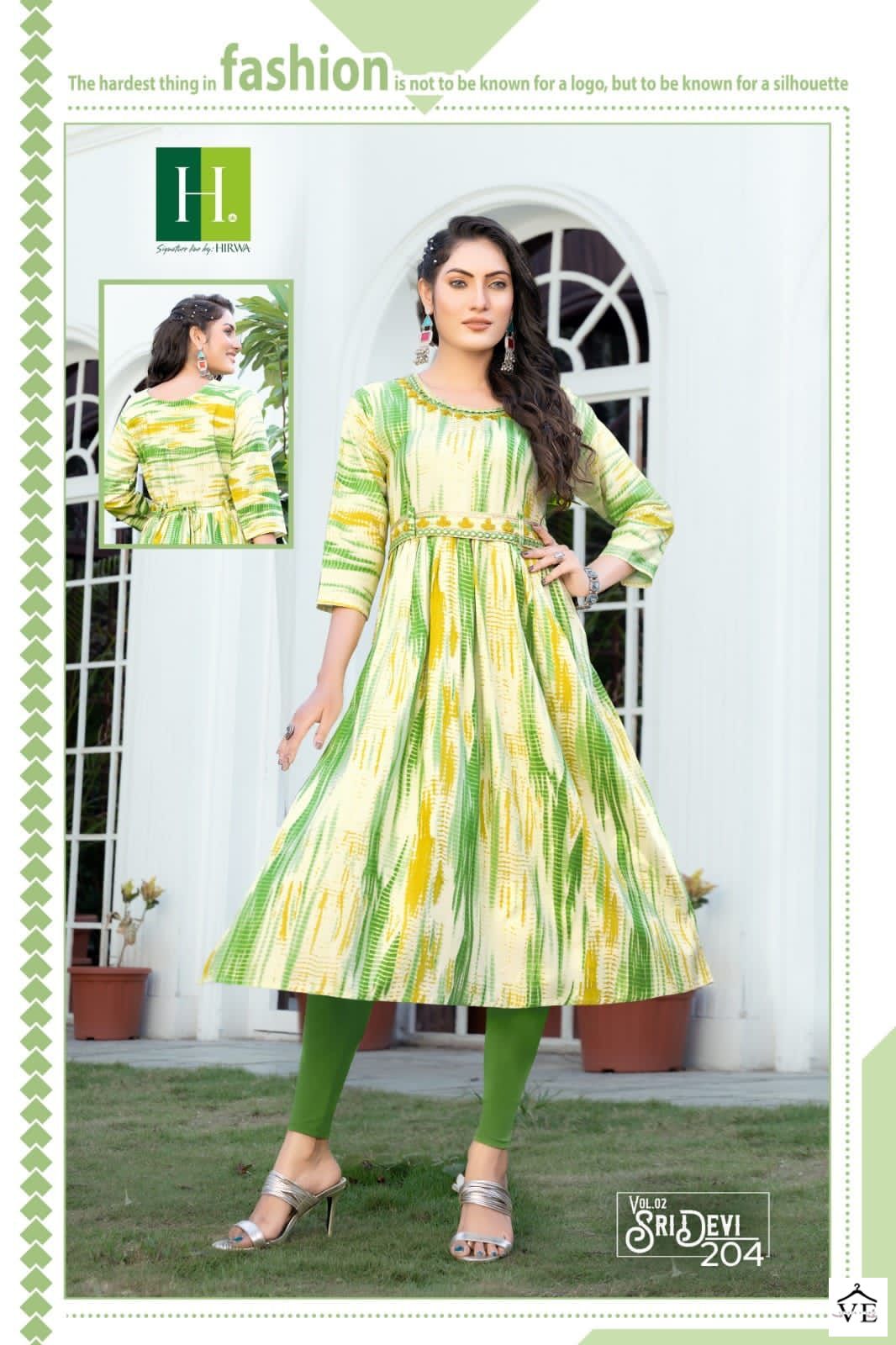 Hirwa Sridevi Vol 2 Heavy Rayon Wholesale Long Kurtis Catalog — Wholesale Kurtis, MPA wholesale from Surat — view 4