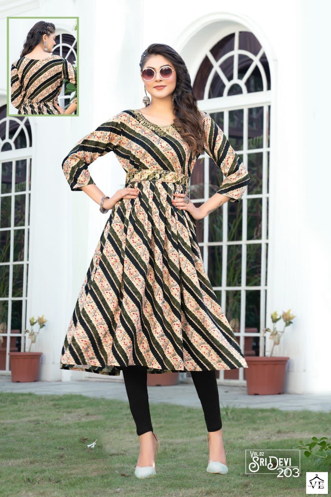 Hirwa Sridevi Vol 2 Heavy Rayon Wholesale Long Kurtis Catalog — Wholesale Kurtis, MPA wholesale from Surat — view 5