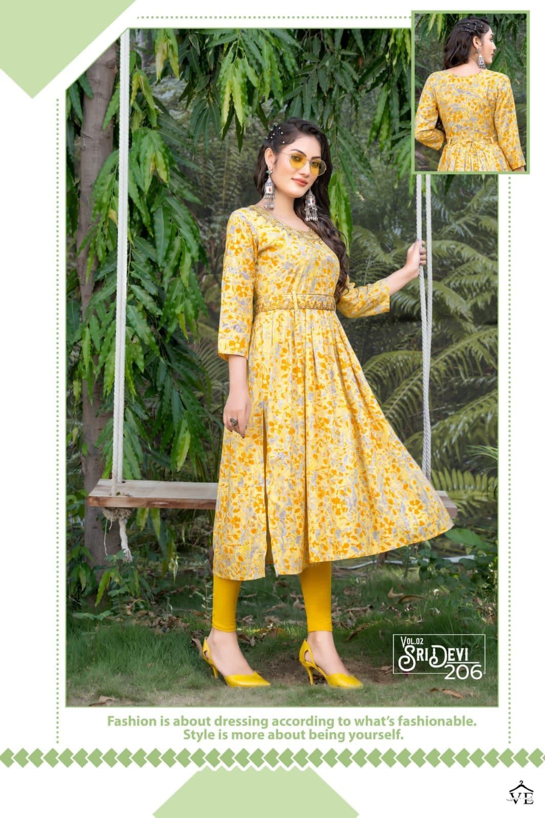 Hirwa Sridevi Vol 2 Heavy Rayon Wholesale Long Kurtis Catalog — Wholesale Kurtis, MPA wholesale from Surat — view 6