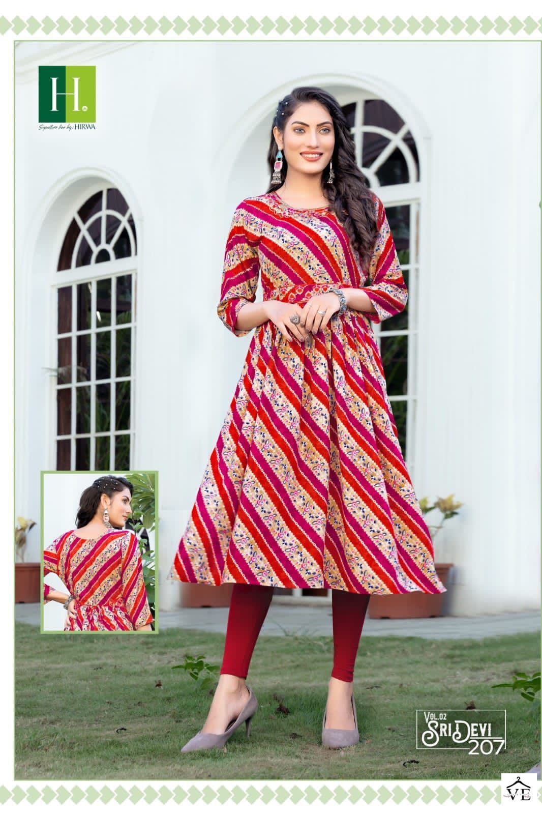 Hirwa Sridevi Vol 2 Heavy Rayon Wholesale Long Kurtis Catalog — Wholesale Kurtis, MPA wholesale from Surat — view 7